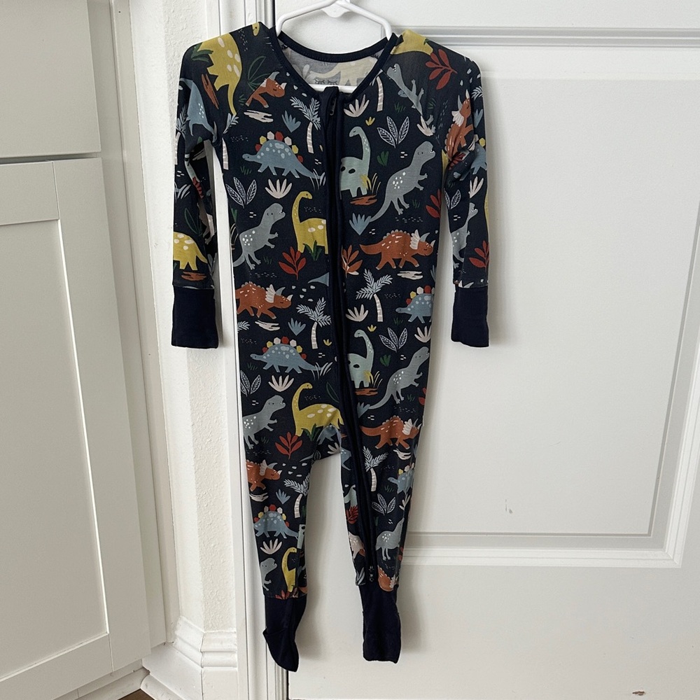 Little Sleepies Dinosaur Print Footie - Navy and Multicolor